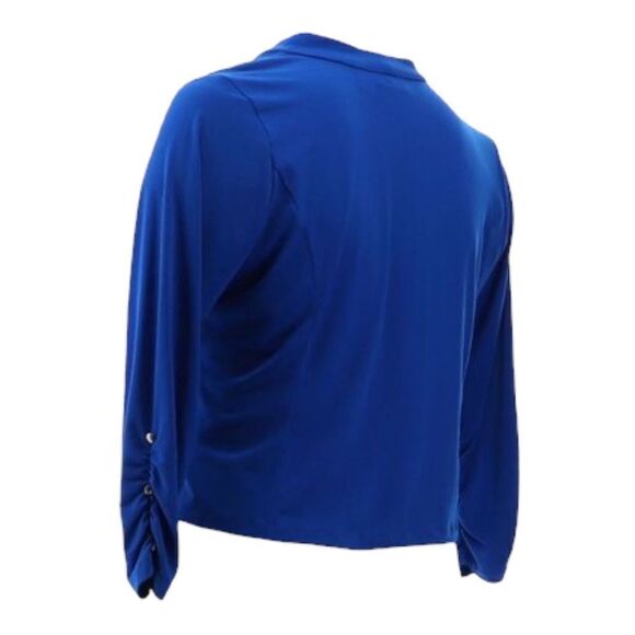 Susan Graver Liquid Knit Ruched Sleeve Shrug with Button Detail - Picture 5 of 7